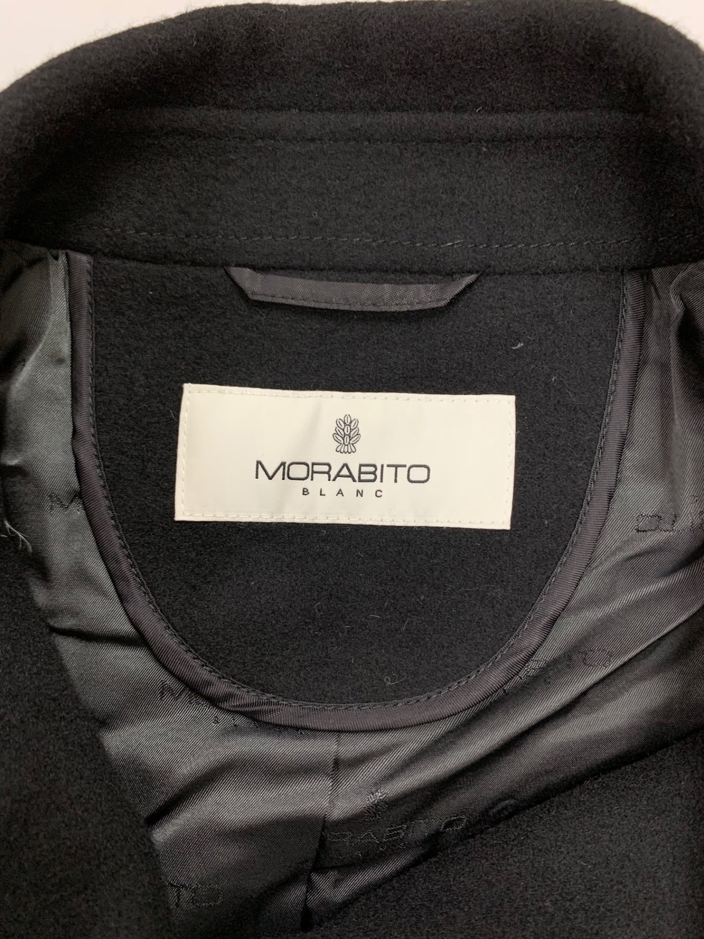 モラビト 2185-31502 ピーコート 38 ブラック ウール ナイロン IT51K9RSE88G