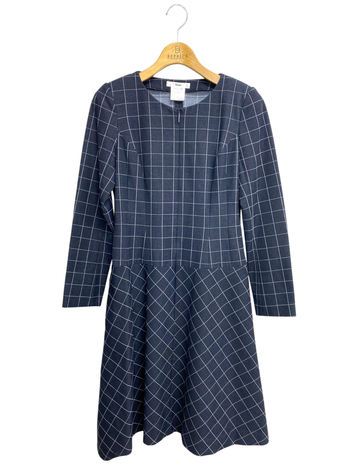 ルネ 6546110 ワンピース 36 ネイビー チェック IT3JG46F3N1C 【SALE】
