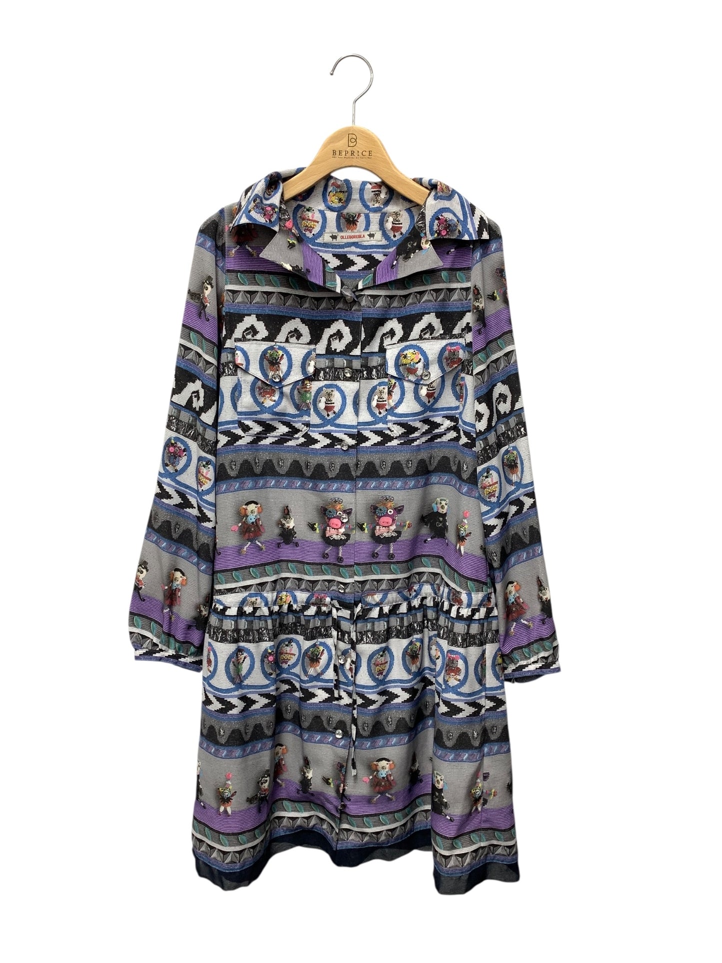 アルベロベロ 715871 ワンピース F グレー アニマルプリント フロントボタン ITYQ1FG87L1T 【SALE】