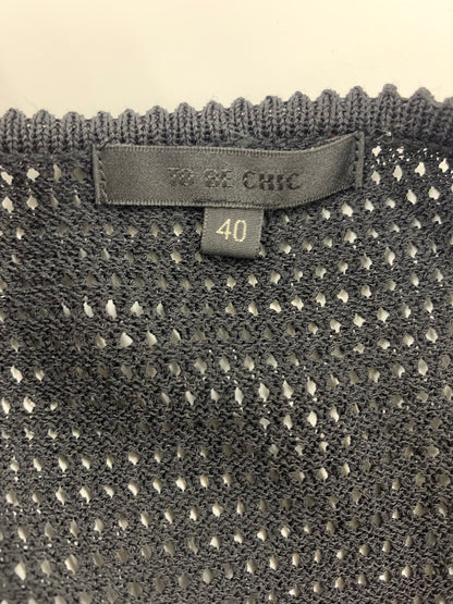 トゥービーシック W5F53-521-09 ロングカーディガン 40 ブラック 鉤編み IT2S3AAR6PH2