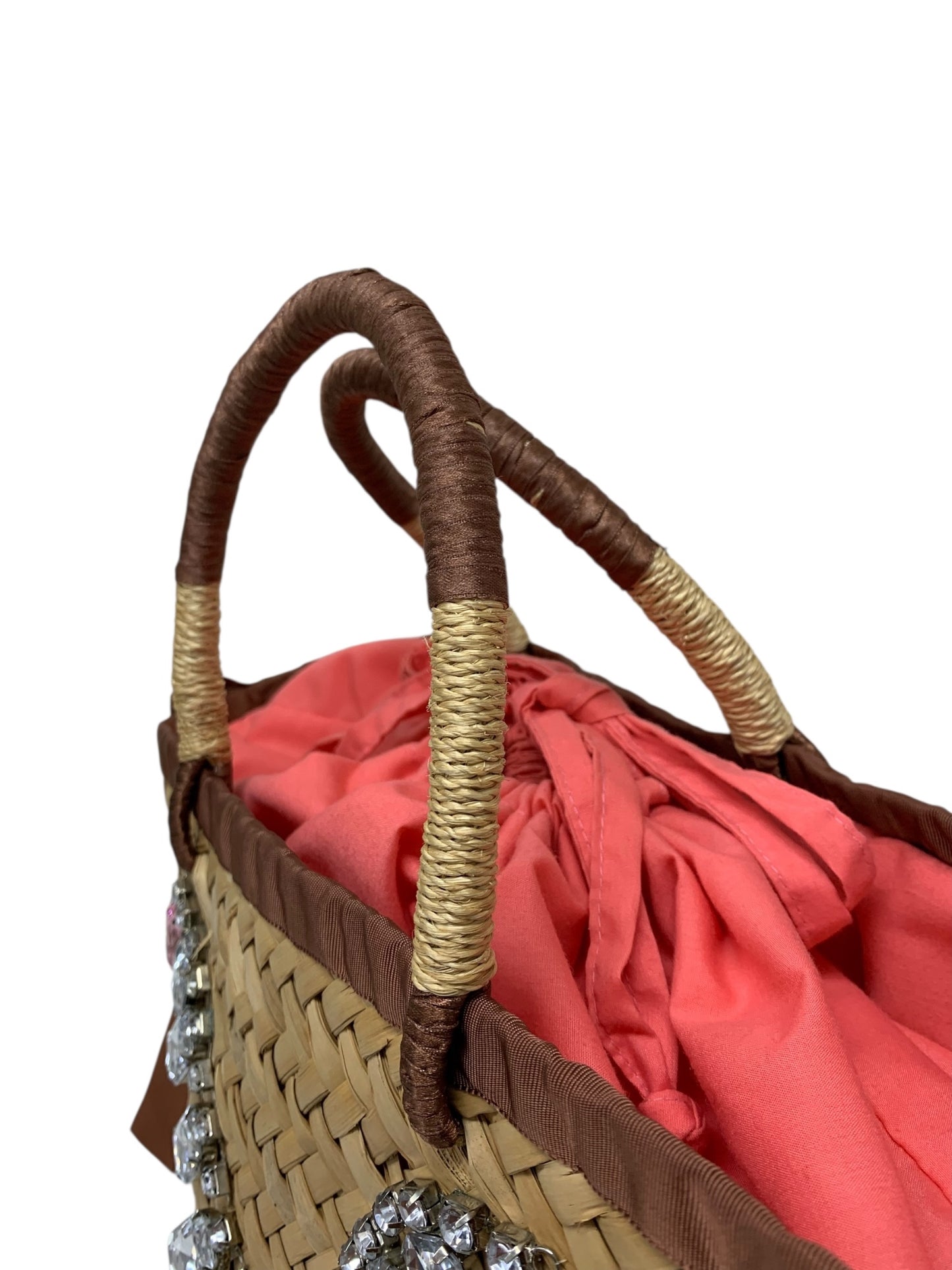 エムズグレイシー 474310 カゴバッグ ブラウン 巾着 編込み ITC3MD9FK6GS