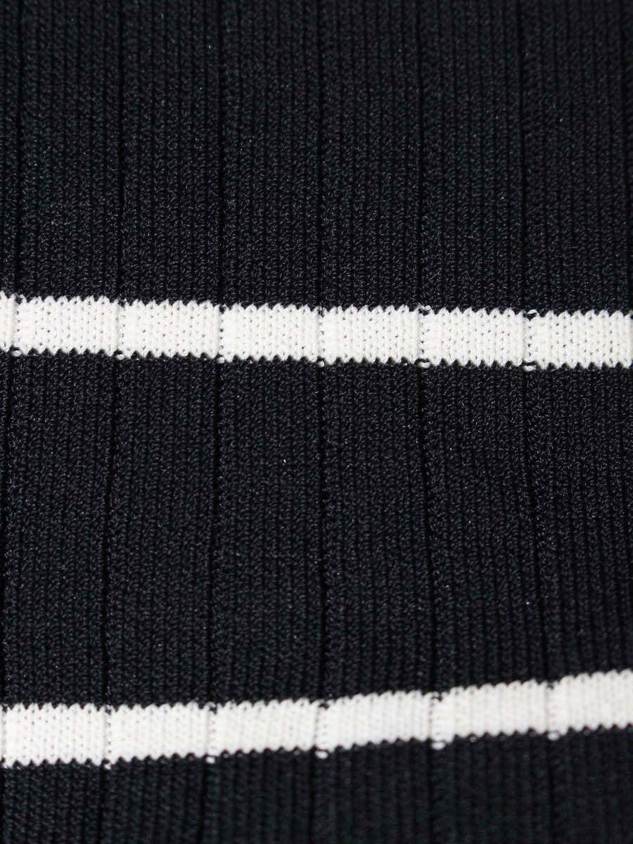 スーパービューティー ニット 42 ネイビー ボーダー リブ 刺繍 すずらん ITZFVP0H7BHS 【SALE】