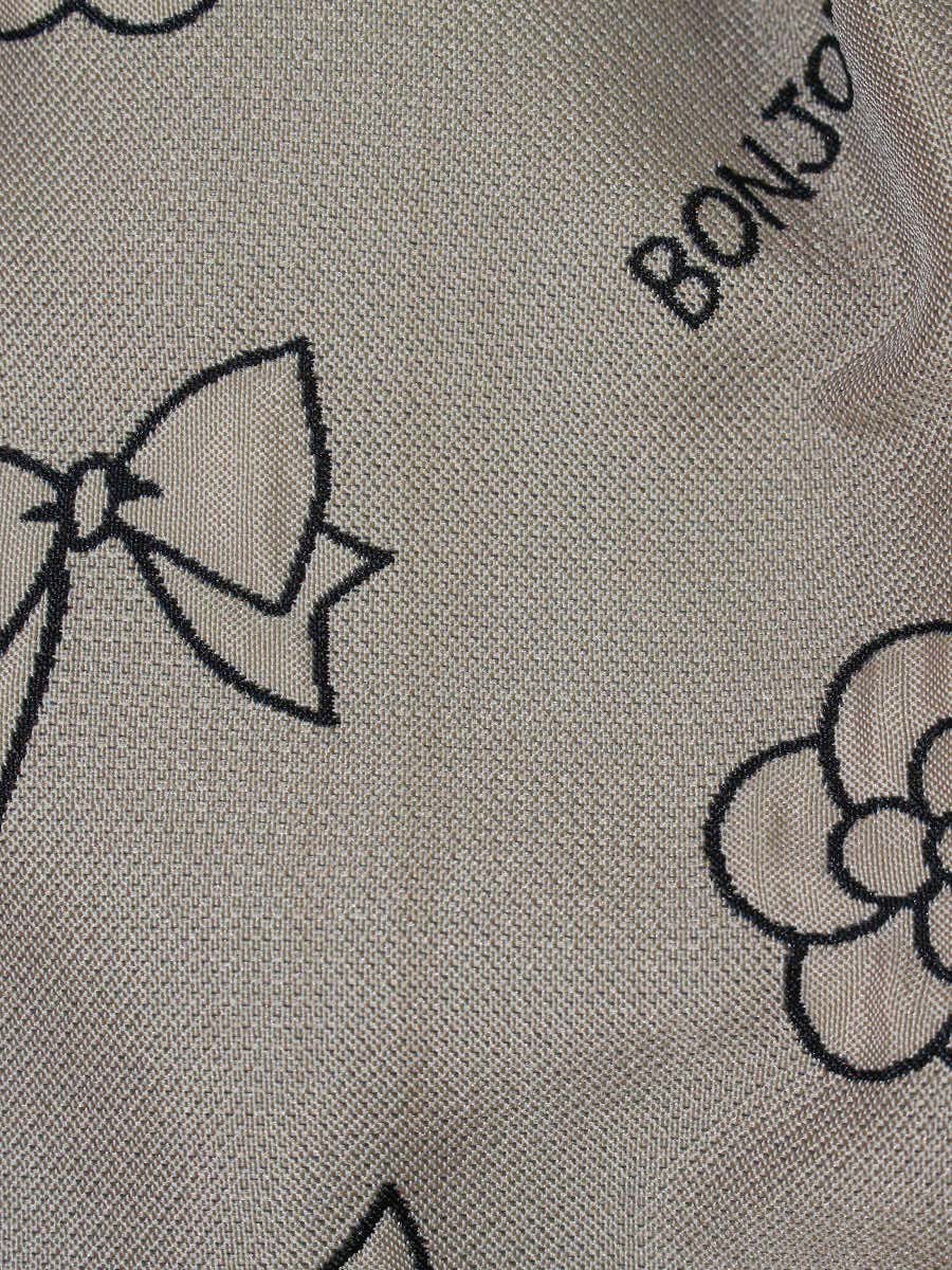 エムズグレイシー 011503 ワンピース 38 ベージュ/ブラック カメリアモチーフ IT5S0S7XIEVX