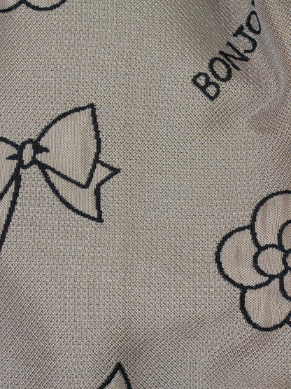 エムズグレイシー 011503 ワンピース 38 ベージュ/ブラック カメリアモチーフ IT5S0S7XIEVX