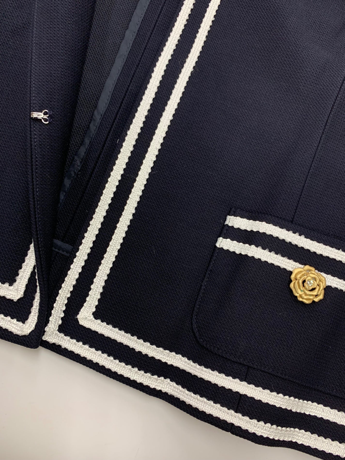 エムズグレイシー 724120 セットアップ 42 ネイビー ジャケット スカート 花 ラインストーン IT6BYWZATA5S