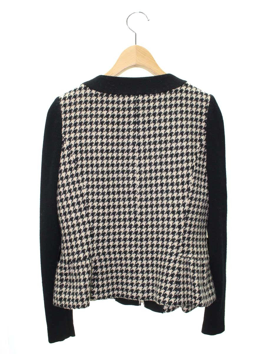 エムズグレイシー 424701 ジャケット 40 ブラック リボン 千鳥柄 ウール アンゴラ ITNBS3DLLUTM