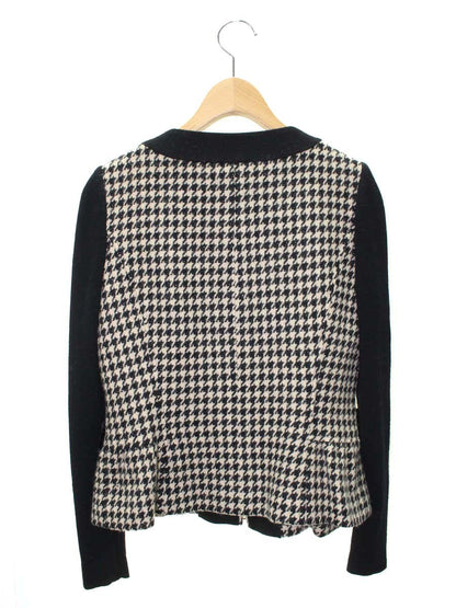 エムズグレイシー 424701 ジャケット 40 ブラック リボン 千鳥柄 ウール アンゴラ ITNBS3DLLUTM