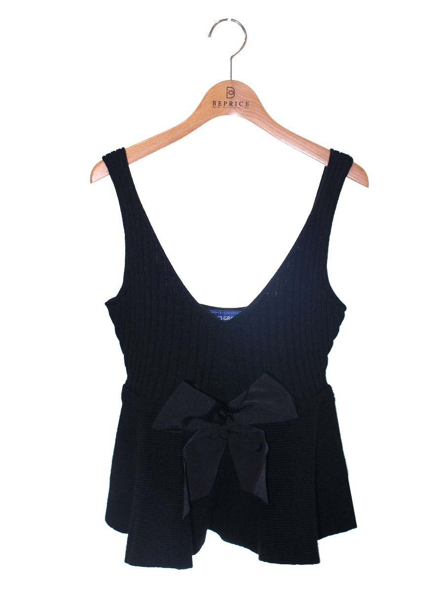 エムズグレイシー Knit Camisole 818536 ニット セーター 40 ブラック リボン ITYO8Y9IP8I8