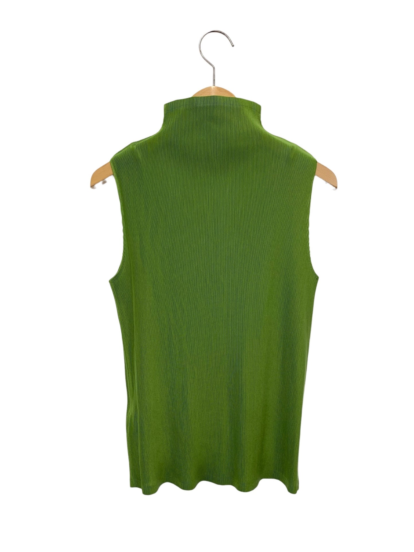 プリーツプリーズイッセイミヤケ PP41-FK304 ノースリーブカットソー 3 グリーン タートルネック ITW6BFXFOOUG 【SALE】