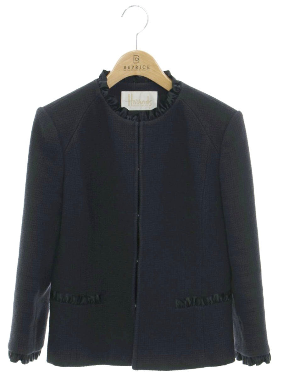 ハロッズ 10410028 ジャケット 2 ブラック ノーカラー フリル IT5GPWI8L5HU