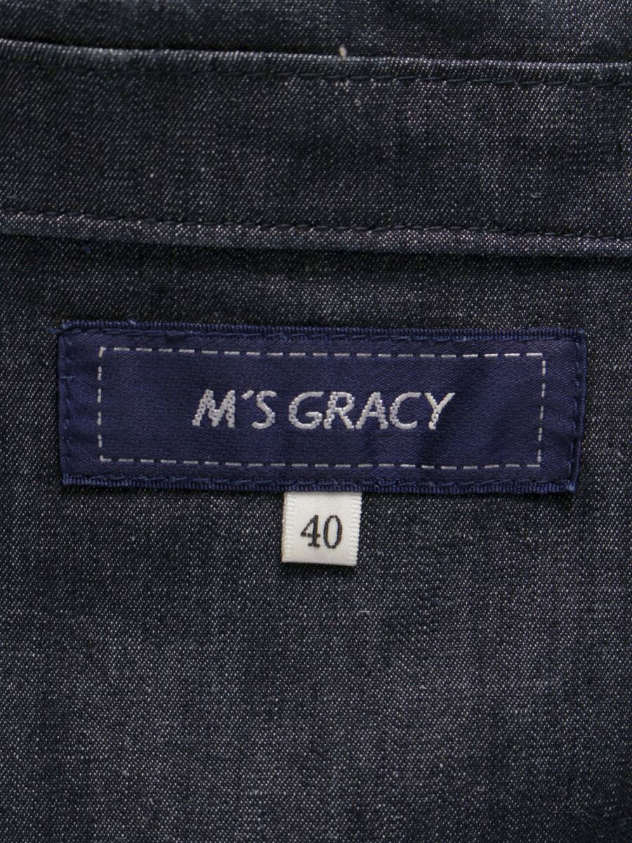 エムズグレイシー パールボタンデニム 211329 ワンピース 40 ネイビー フロントボタン ITVPN78F8VHW