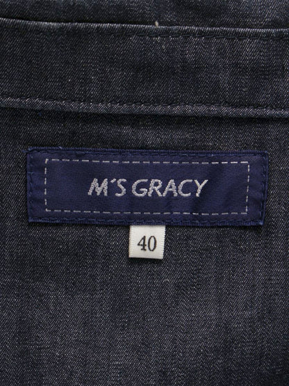 エムズグレイシー パールボタンデニム 211329 ワンピース 40 ネイビー フロントボタン ITVPN78F8VHW