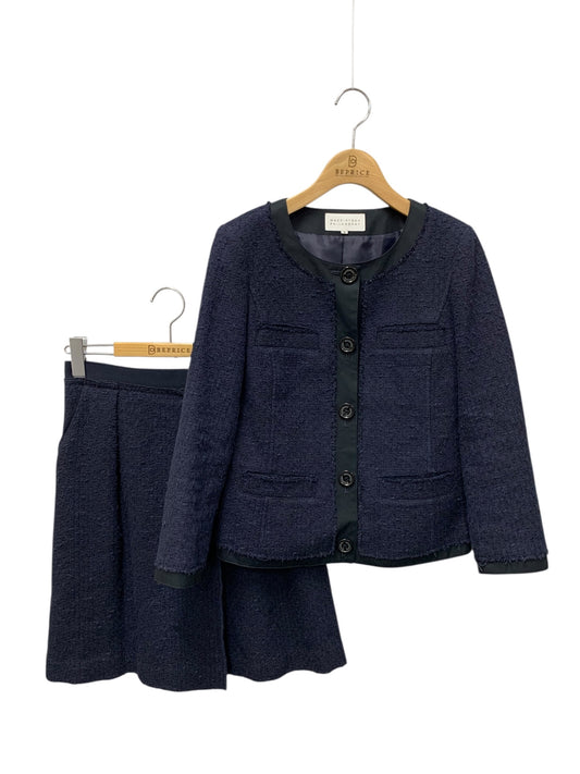 マッキントッシュフィロソフィー H5E03-118-29 HS05-118-29 スカートスーツ 36 ネイビー セットアップ ツイード ITGNP3LMRDU8