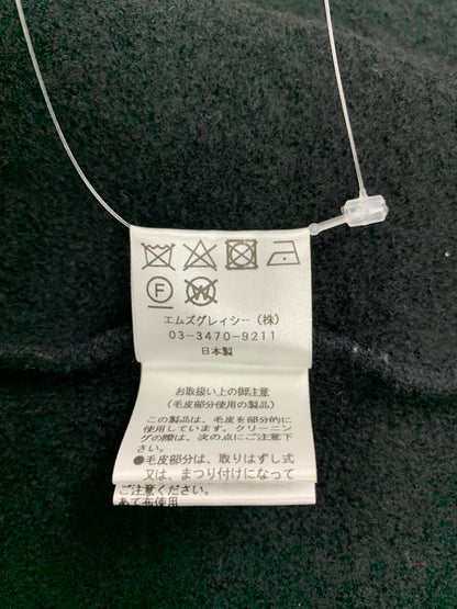 エムズグレイシー 728569 コート 38 ブラック ウール フード付き レッキスファー ITPIR9XCCWK4