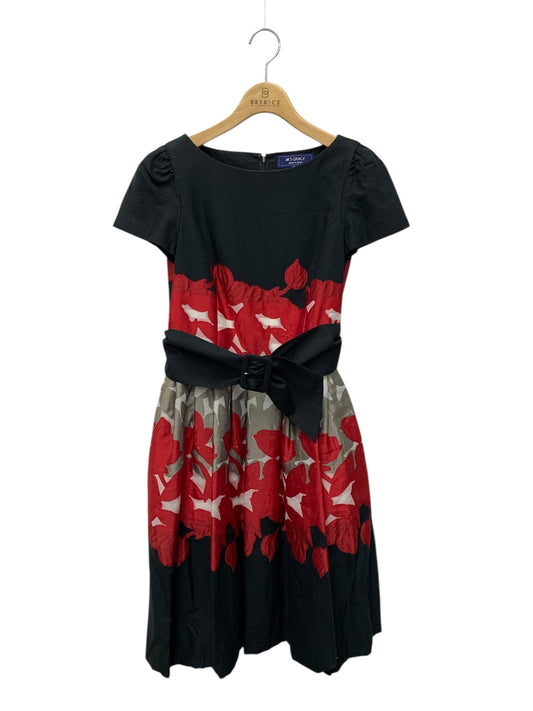 エムズグレイシー 721332 ワンピース 38 ブラック フラワーモチーフ バルーン ITBBTNPDE58W