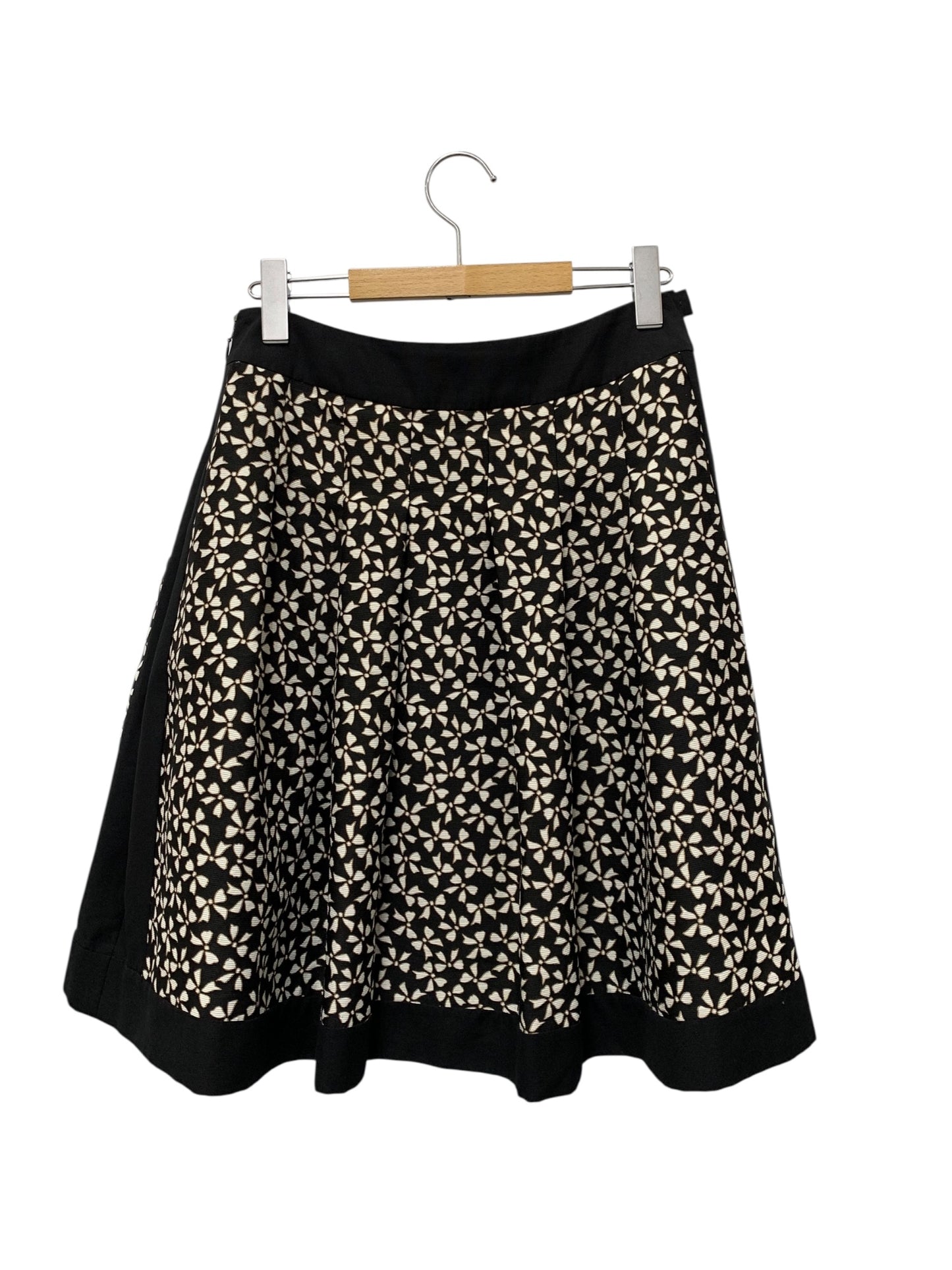 エムズグレイシー 627361 スカート 40 ブラック リボン フレア ITY8JXLFT3H4