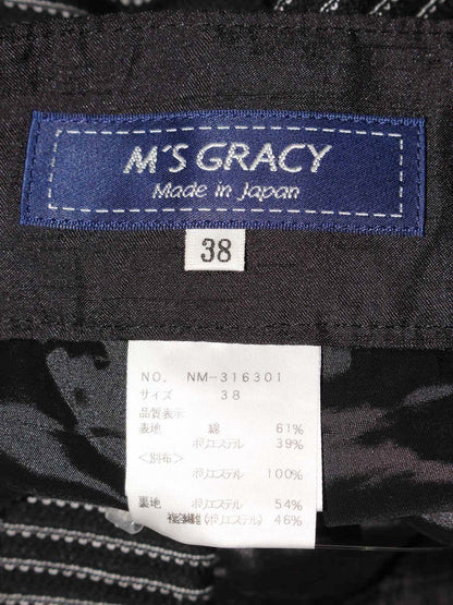 エムズグレイシー 316301 パンツ 38 ブラック ワイド ボーダー ITHWJV42V5UN
