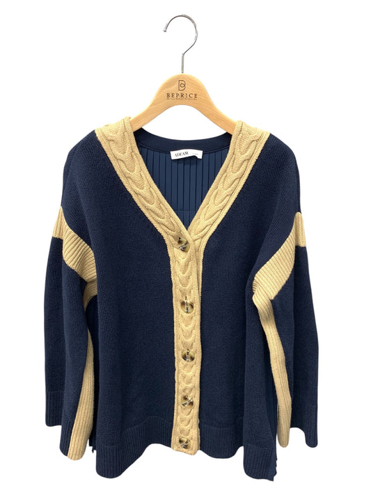 アディアム Rothko Cardigan 43314 カーディガン S ネイビー バイカラー プリーツ ITIDOQKZZ11K