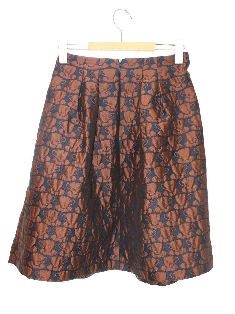 エムズグレイシー Coffee Cup Motif Skirt 917534 スカート 36 ブラウン ITQG6WIR6G84 【SALE】