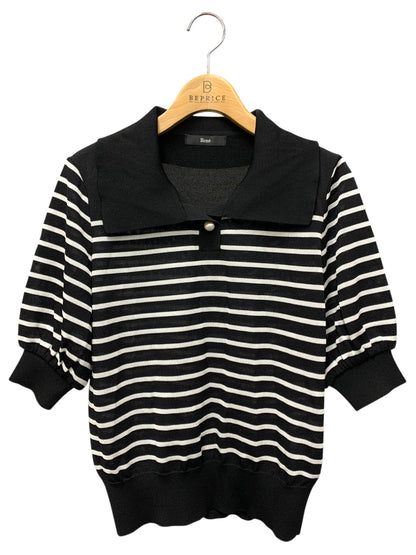 ルネ 5232080 ポロシャツ 36 ブラック ボーダー パフスリーブ ITF69FTVE6IF