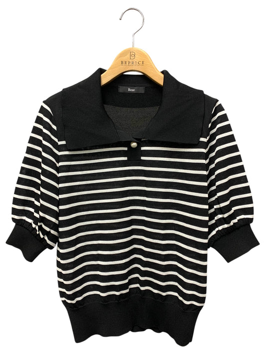 ルネ 5232080 ポロシャツ 36 ブラック ボーダー パフスリーブ ITF69FTVE6IF