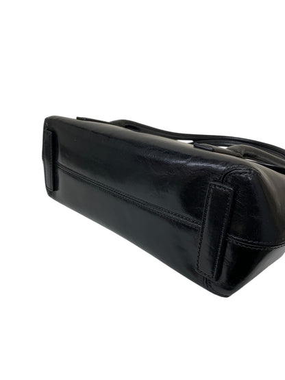 ヒロフ ブラック レザー フラップ ハンドバッグ IT98W0O6NW1X