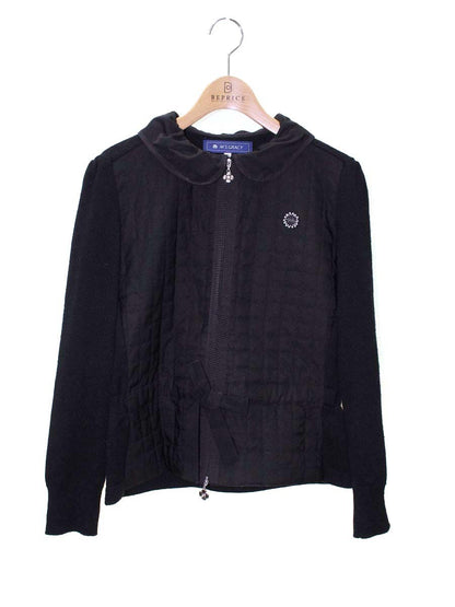 エムズグレイシー 628609 ジャケット 40 ブラック カメリアWジップ ニット ナイロン ITTRBKFD0TS4