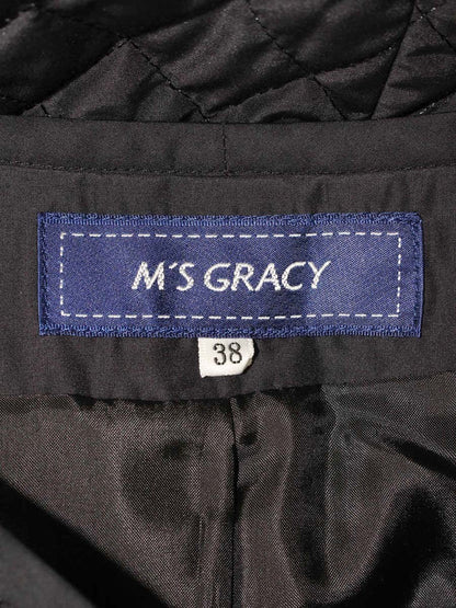 エムグレイシー 814105 ブルゾン 38 ブラック キルティング フラワーモチーフ ジップアップ ITMAFD2YL6TE