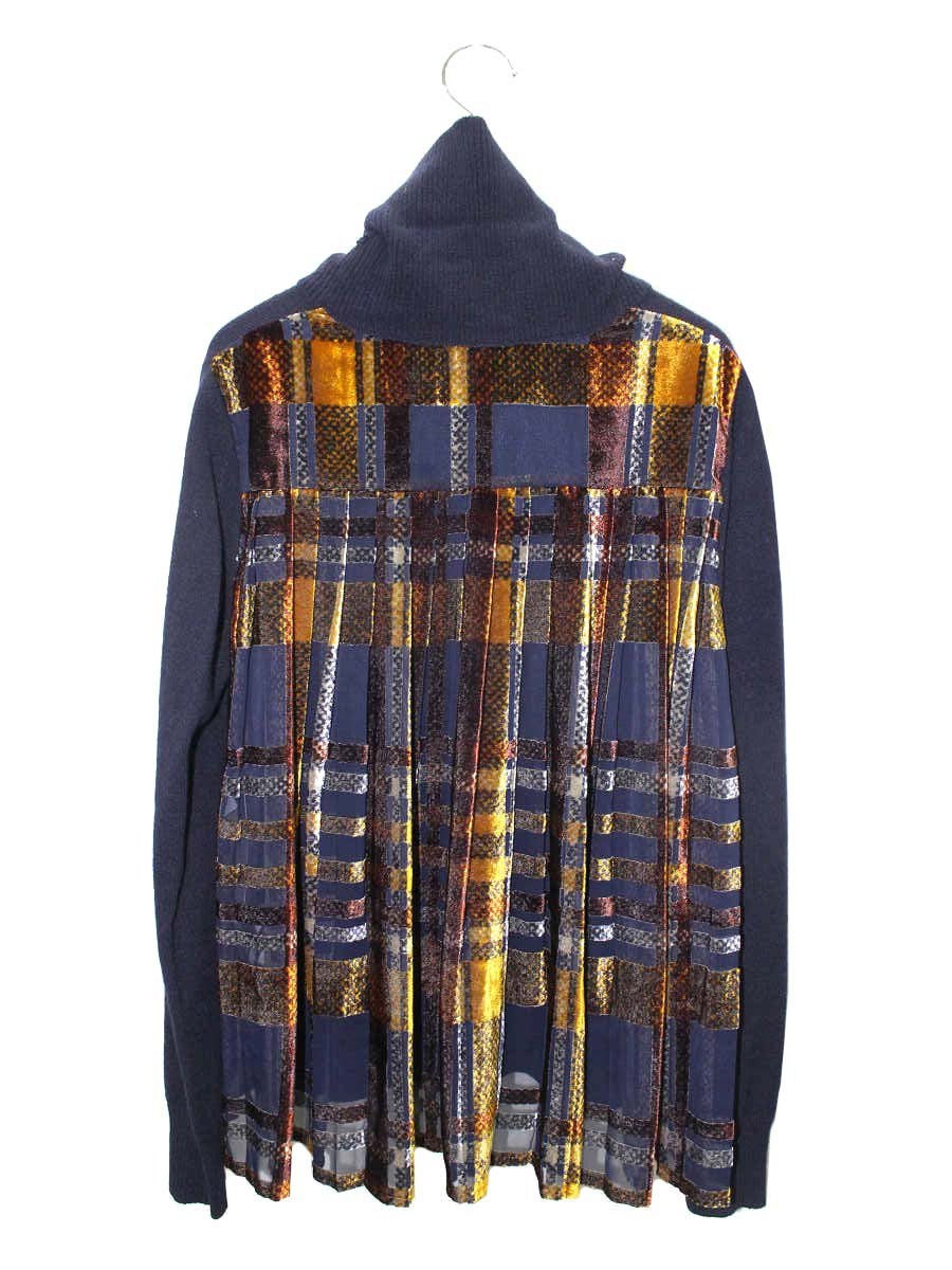 サカイ 18-03942 ニット 3 ネイビー セーター チェック柄 タートル IT0CEHA2QW0G