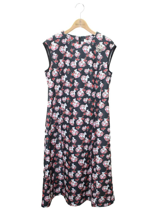 スーパービューティー ワンピース 40 ブラック 香水柄 ローズ フラワー IT1FPWIJZ9XS