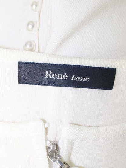 ルネ basic 5012310 カーディガン 34 ホワイト フェイクパール Ｗジップ ITKEAM1H2KRK