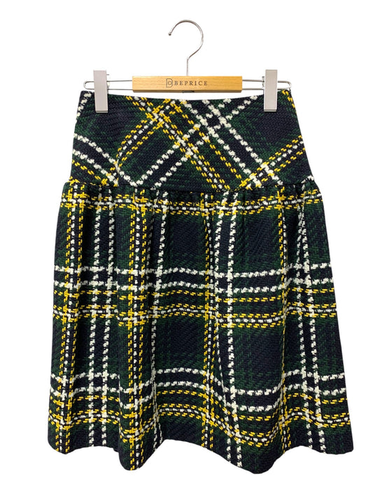 エムズグレイシー サスティナブルチェックスカート 117613 スカート 36 グリーン/ネイビー ITJMJLQ14JPW