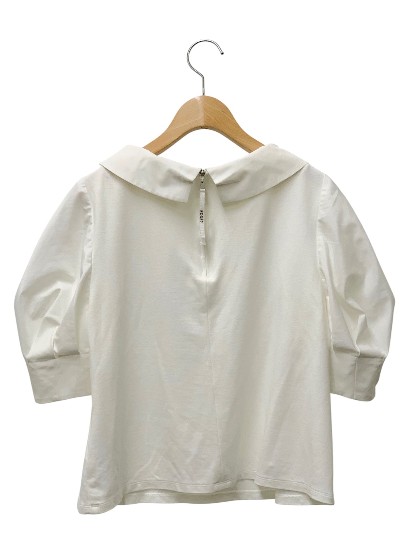 フォクシーニューヨーク Baille Top 42833 トップス 40 ホワイト ジップアップ 襟付き IT6FVV5QHPYO
