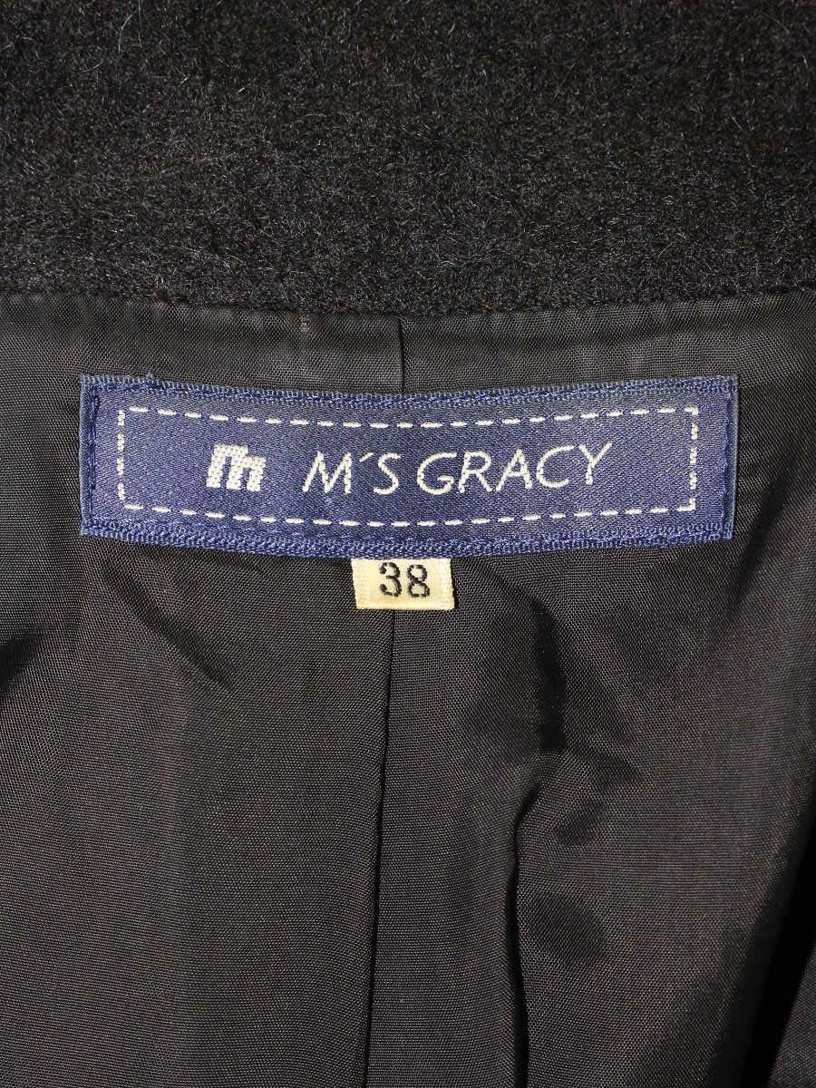 エムズグレイシー 524710 ジャケット 38 ブラック アルパカ混 フラワーボタン IT7LUEPLUWOR