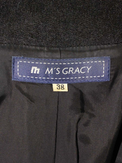 エムズグレイシー 524710 ジャケット 38 ブラック アルパカ混 フラワーボタン IT7LUEPLUWOR