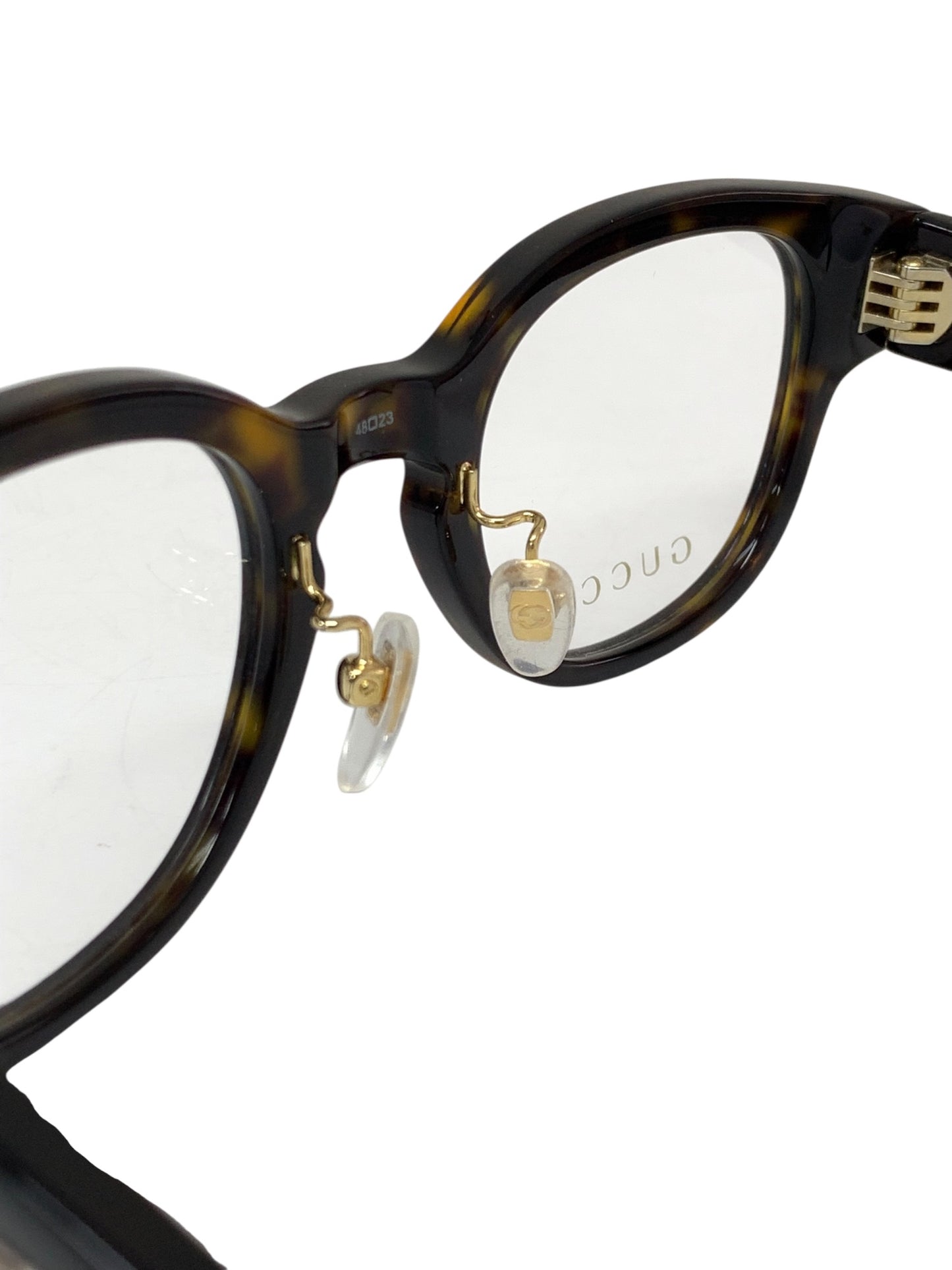 グッチ GG1741OJ 002 メガネ ハバナ 彫金メタルプレート ウェリントン ITT6IJGPA7IC