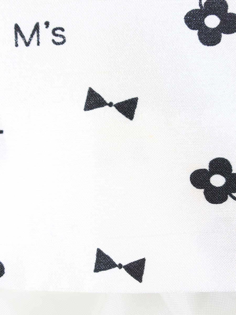 エムズグレイシー 417101 スカート 40 ホワイト フラワー リボンモチーフ タックフレア ITJGZN4NYHCS