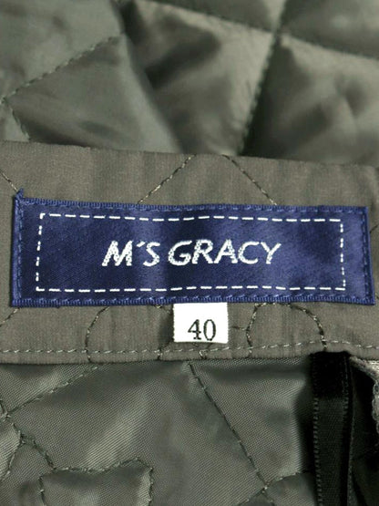 エムズグレイシー カメリアｘリボン柄キルティングフレア 417613 スカート 40 グレー ITBFKAAQJDHA