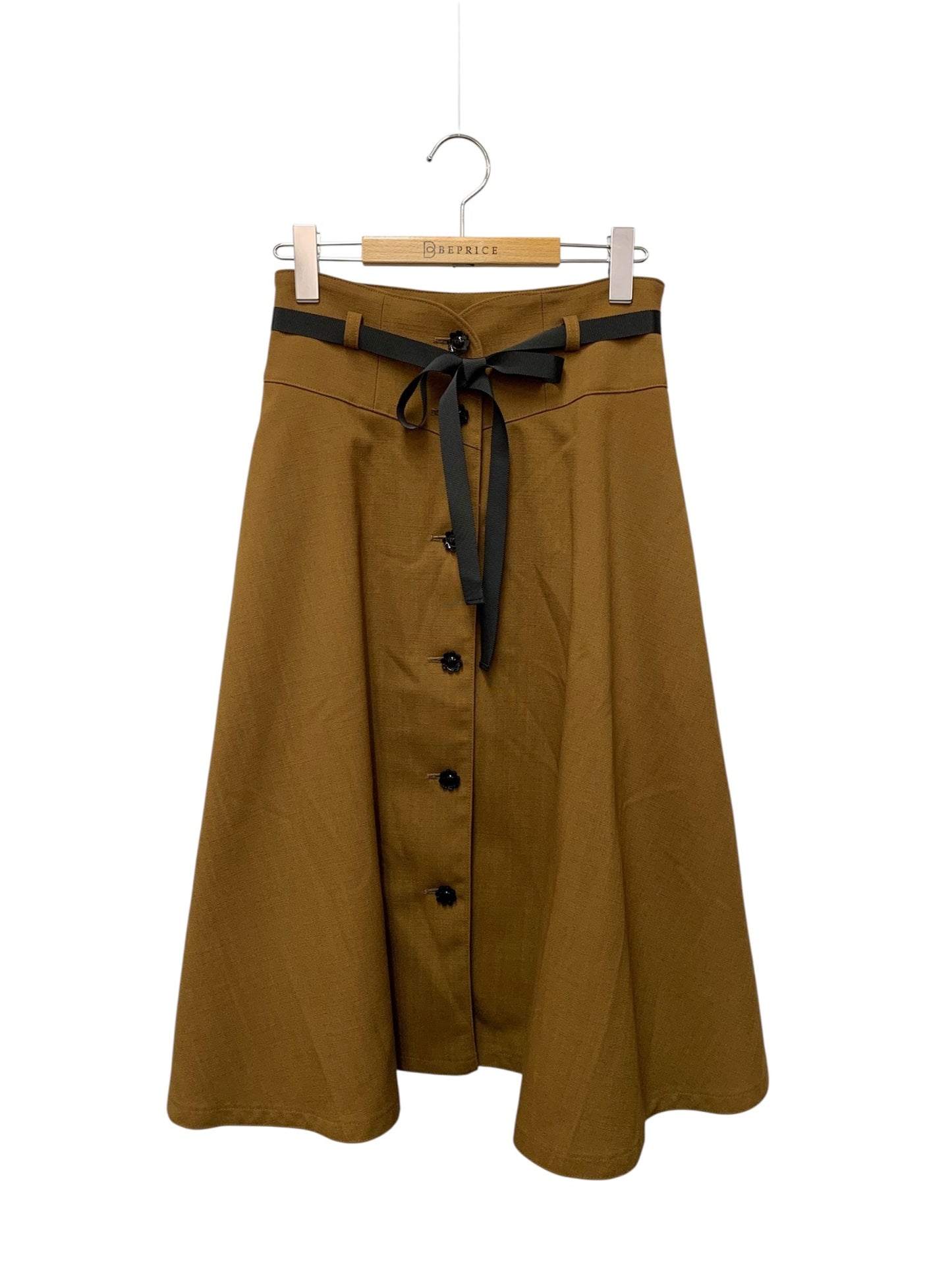 エムズグレイシー 花ボタン付きフレアー 517325 スカート 38 ブラウン ITLRVQKYDU90