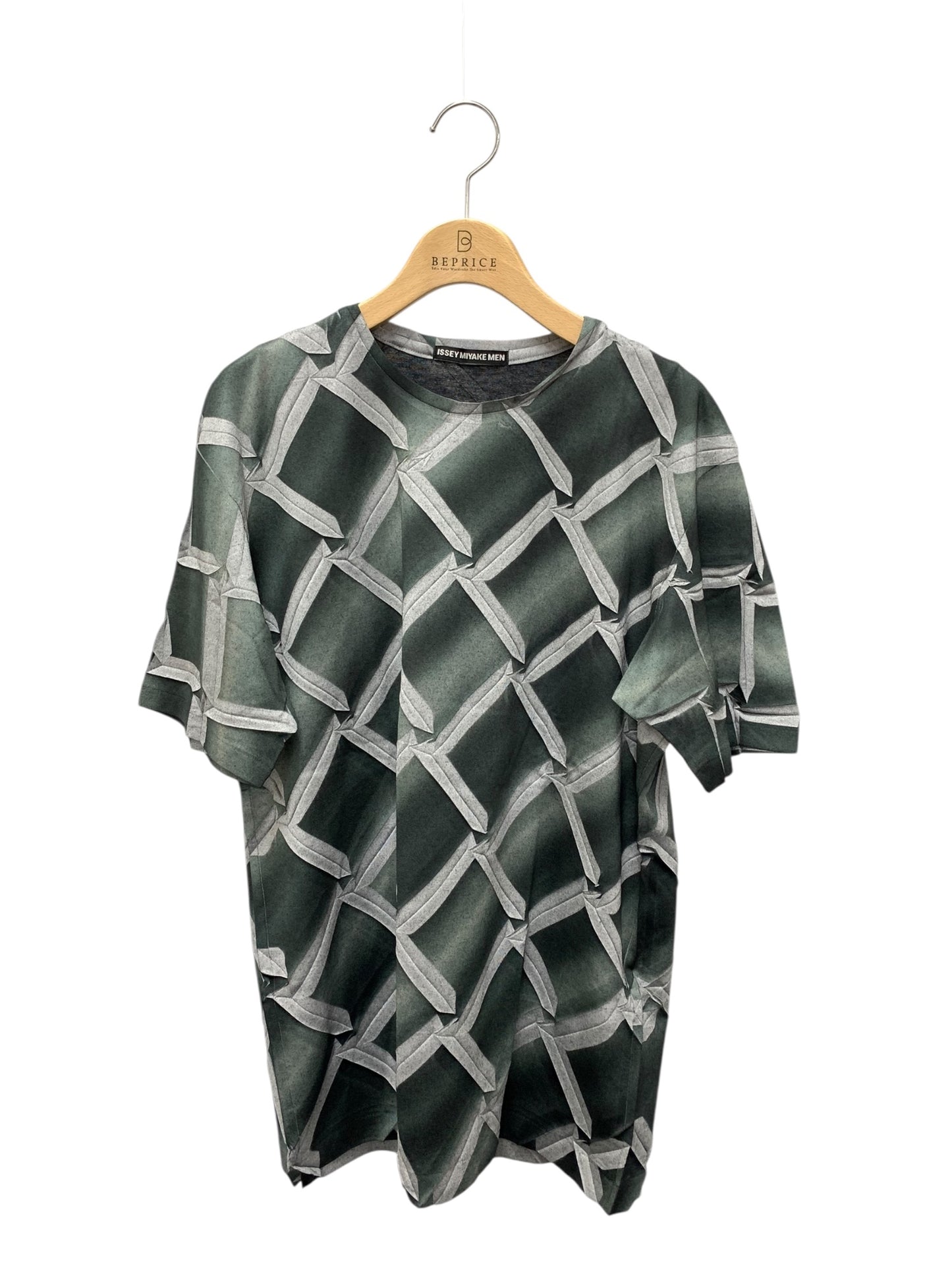 イッセイミヤケメン ME23JK417 Tシャツ 2 グリーン プリーツプリント IT5RPLXABV3K