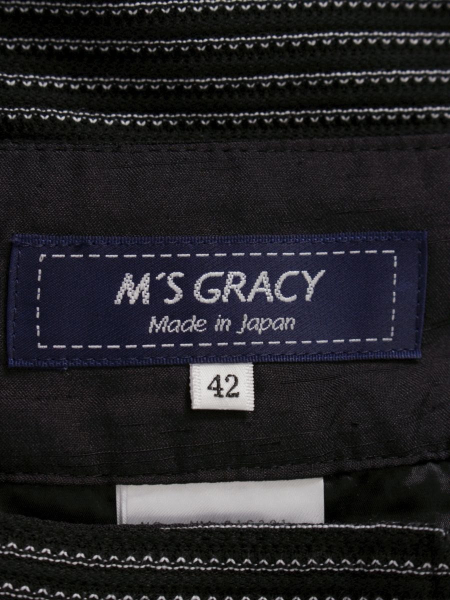 エムズグレイシー 316301 パンツ 42 ブラック ワイド ボーダー ITCDIP2P1LZ0