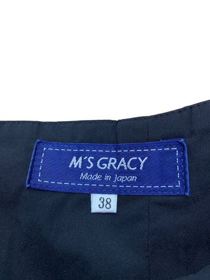 エムズグレイシー 917303 スカート 38 ブラック ハイウエスト タック リボン ITTKK5MH7JBY