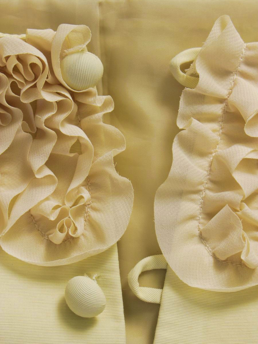 ギャラリービスコンティ 1133848 ノーカラージャケット 2 クリームイエロー フリル リボン ベルスリーブ ITDYSUJPSLPC