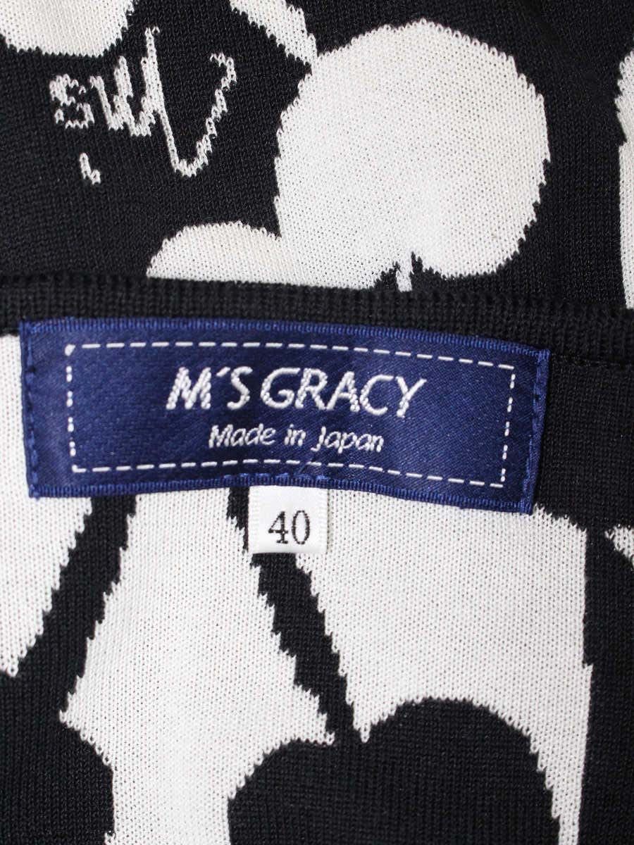 エムズグレイシー 118128 Tシャツ カットソー 40 ブラック/ホワイト さくらんぼ ニット ITAQDT2ZAO3F