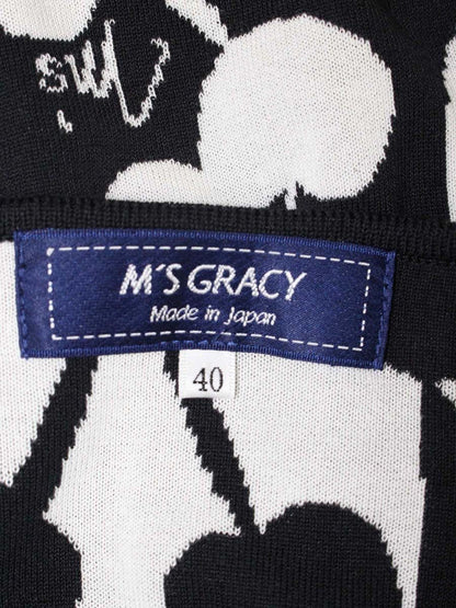 エムズグレイシー 118128 Tシャツ カットソー 40 ブラック/ホワイト さくらんぼ ニット ITAQDT2ZAO3F