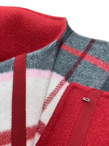 エムズグレイシー チェックｘ無地リバーシブルジャケット 214610 38 レッド ウール ITG0Y8NAIH9M