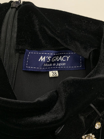 エムズグレイシー ハイネックベロアカットソー 315602 38 ブラック ブローチ付き ITLZ157D9CFK 【SALE】