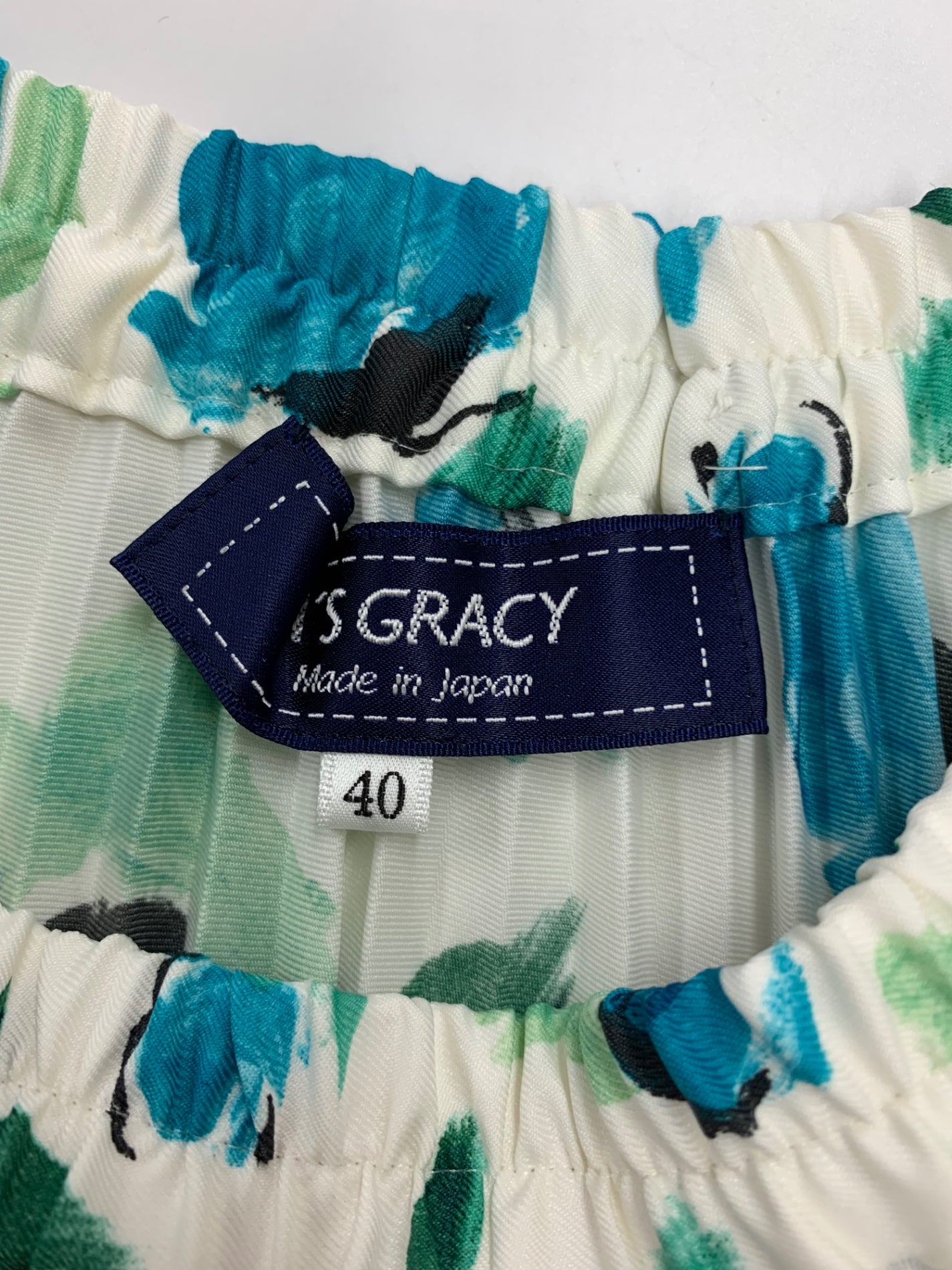 エムズグレイシー 117111 スカート 40 ホワイト バラ柄 プリーツ ITCA7SGBHV0A