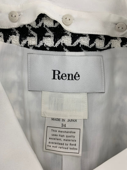 ルネ 6016800 ワンピース 34 ブラック ツィード パール 千鳥格子 替え襟付き ITS1CRIV1TRY 【SALE】