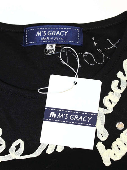 エムズグレイシー SA-2006-004 Tシャツ 38 ブラック ロゴ ITCM1302ZUIO
